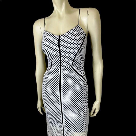 TopShop Black Slip Dress with White Mesh Overlay Size 6 - Picture 9 of 12